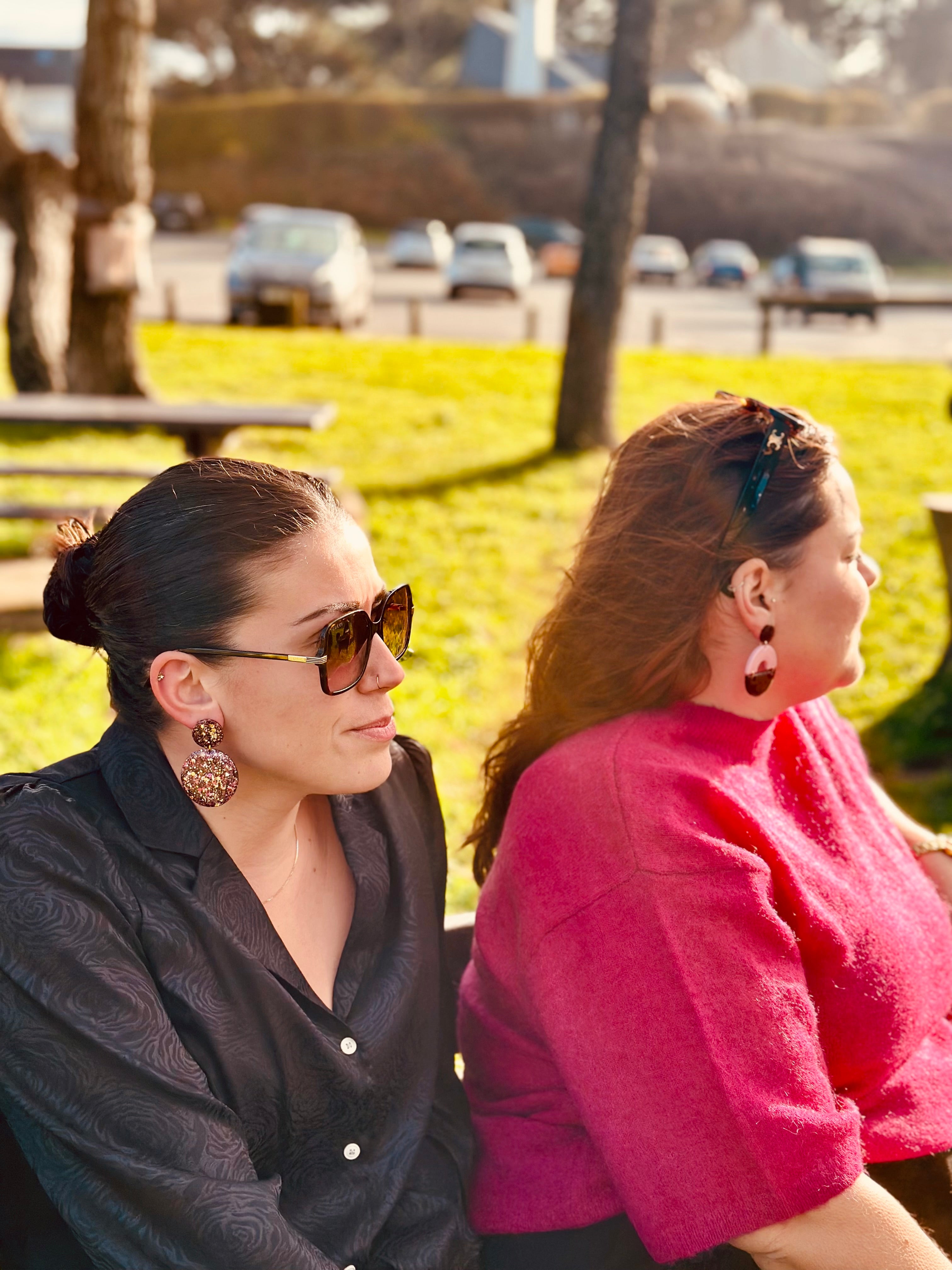 Boucles Charlène rose et bordeau