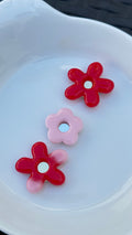 Titi bouton grande fleur rouge et rose