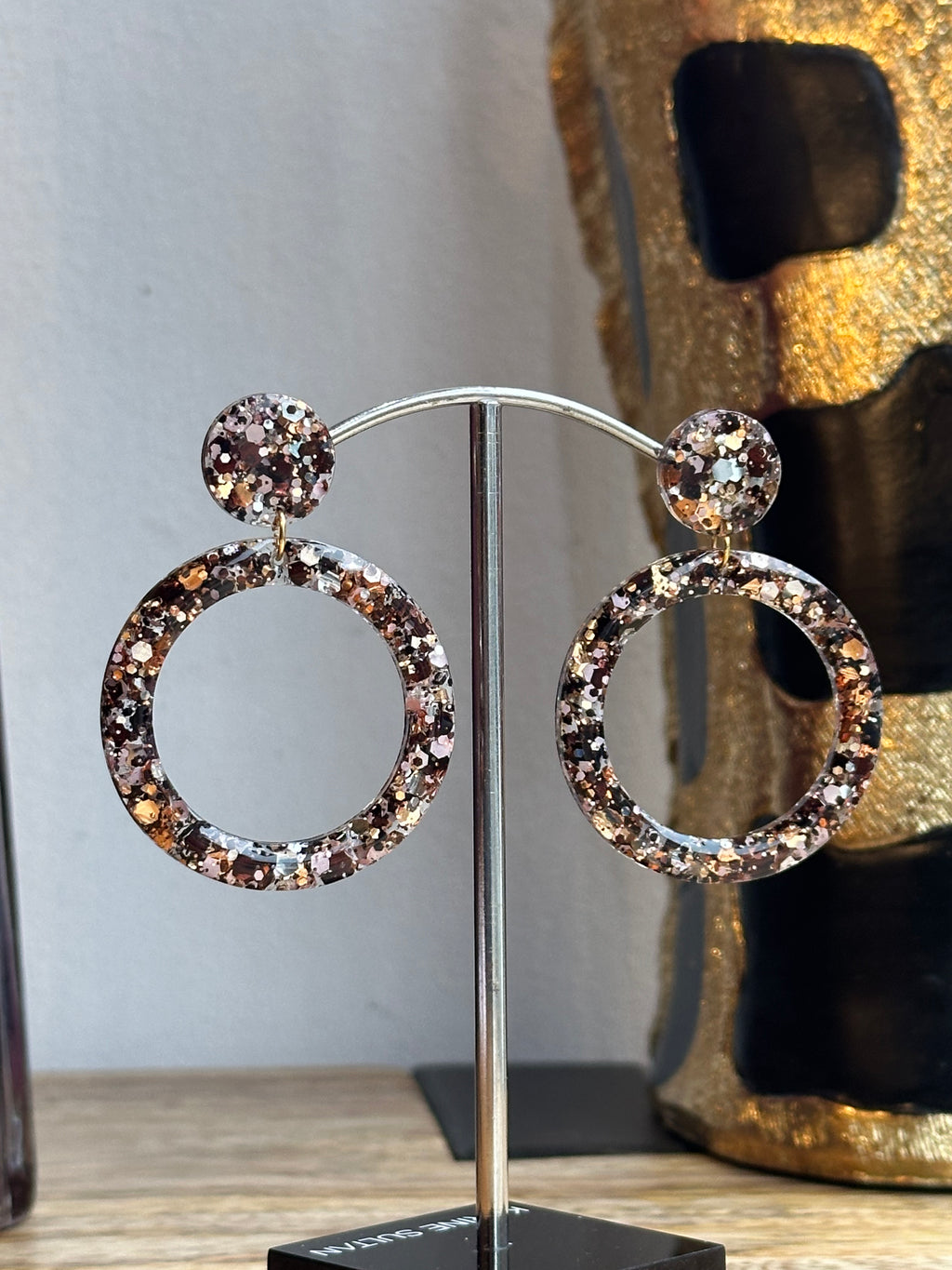 Flavie pailletée marron et rose poudré