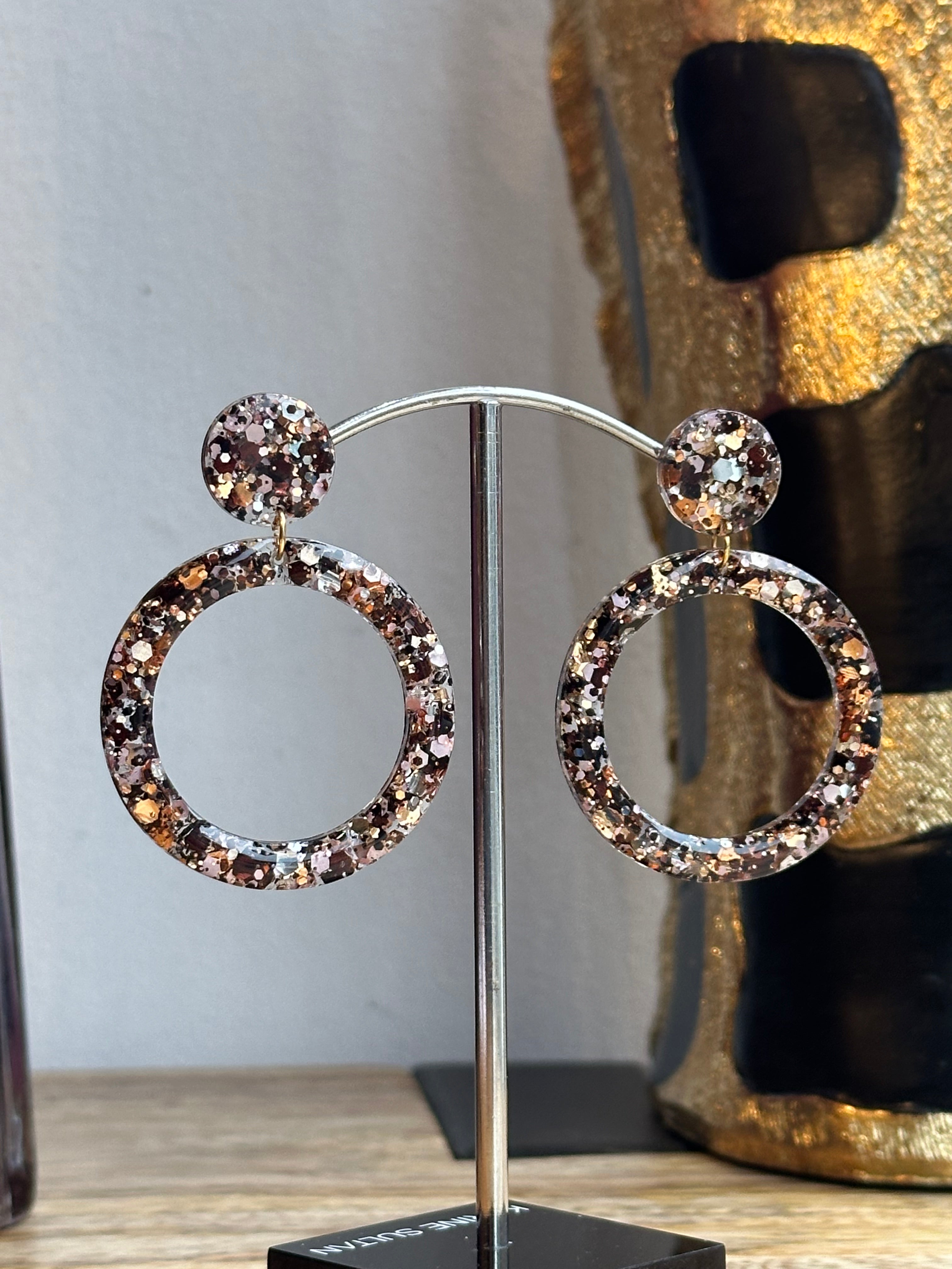 Flavie pailletée marron et rose poudré