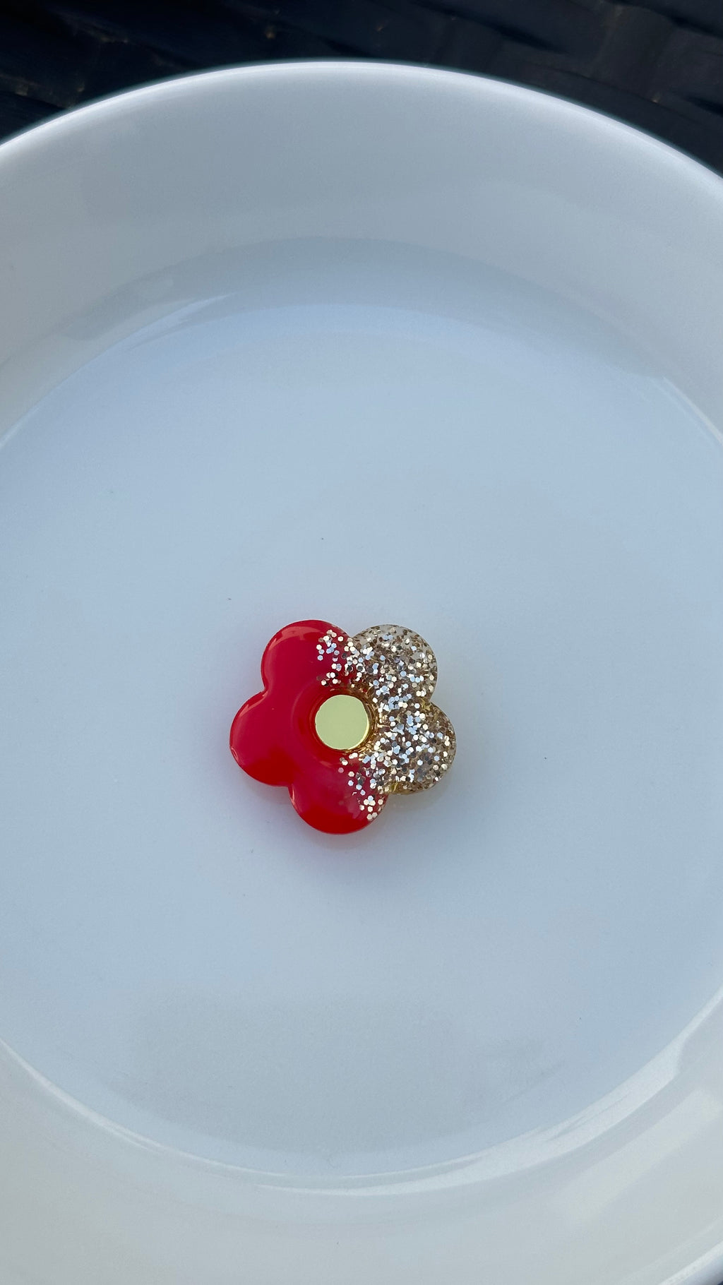 Titi bouton petite fleur rouge et mordoré