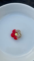 Titi bouton petite fleur rouge et mordoré