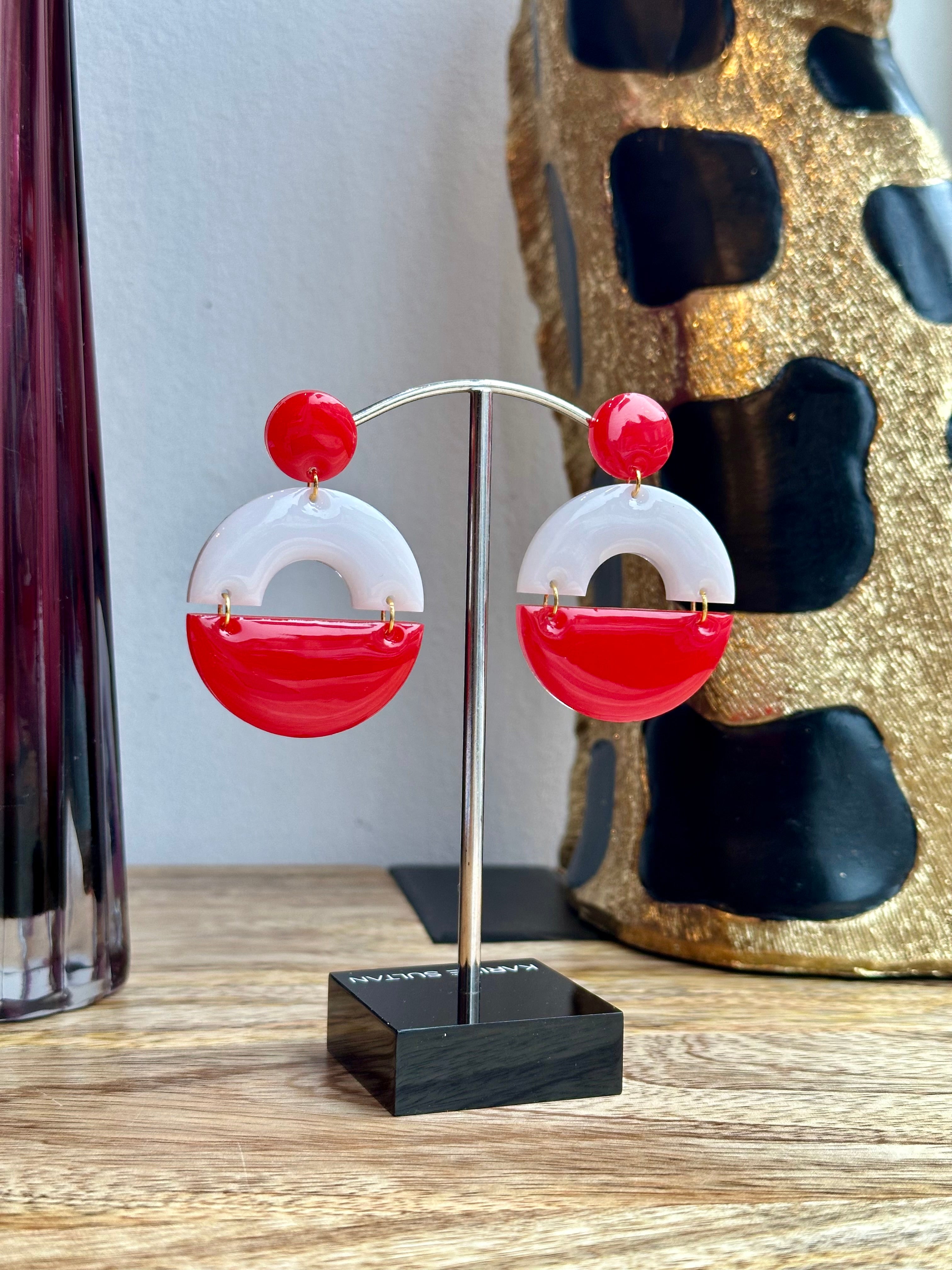 Boucles Charlène rouge et blanche