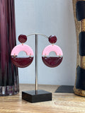 Boucles Charlène rose et bordeau