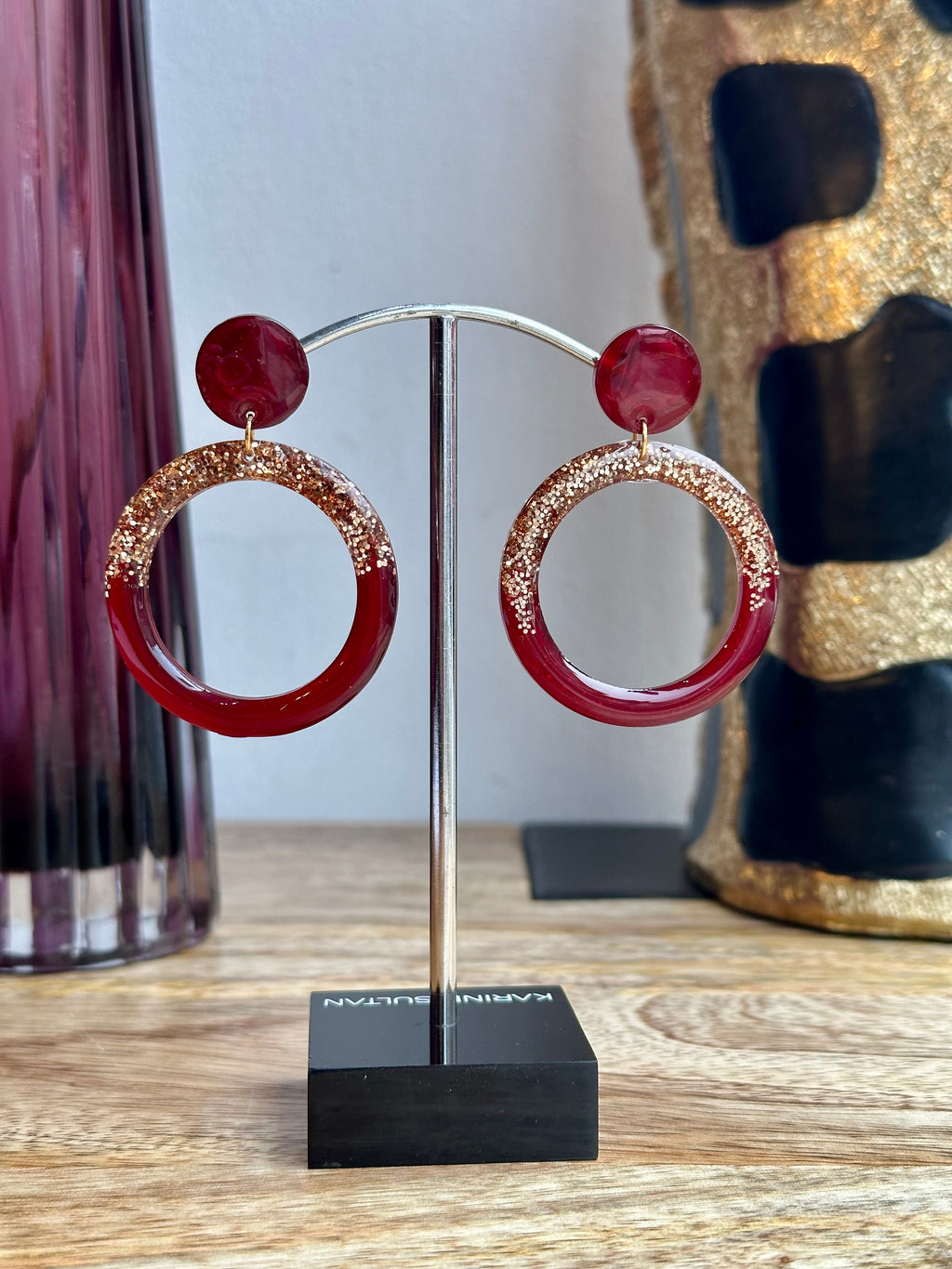 Boucles Flavie bordeau or