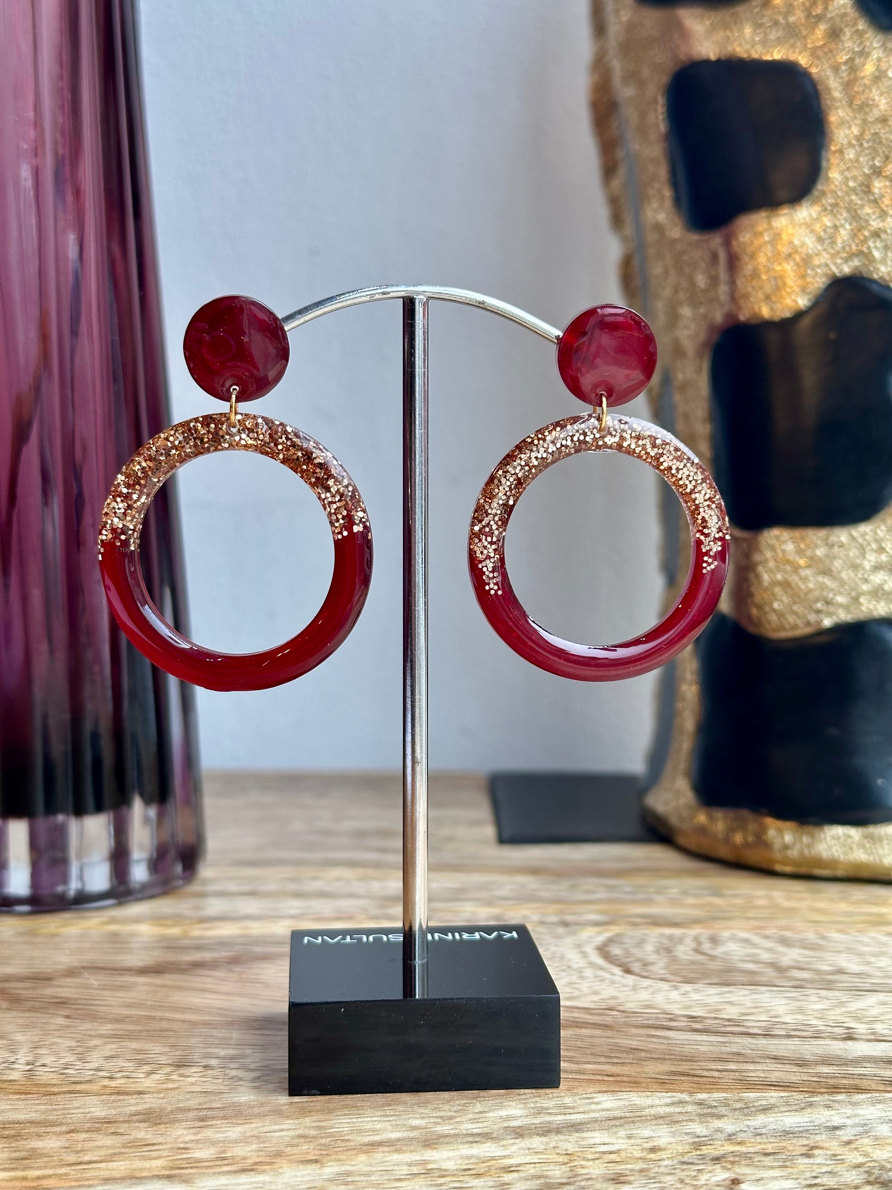 Boucles Flavie bordeau or