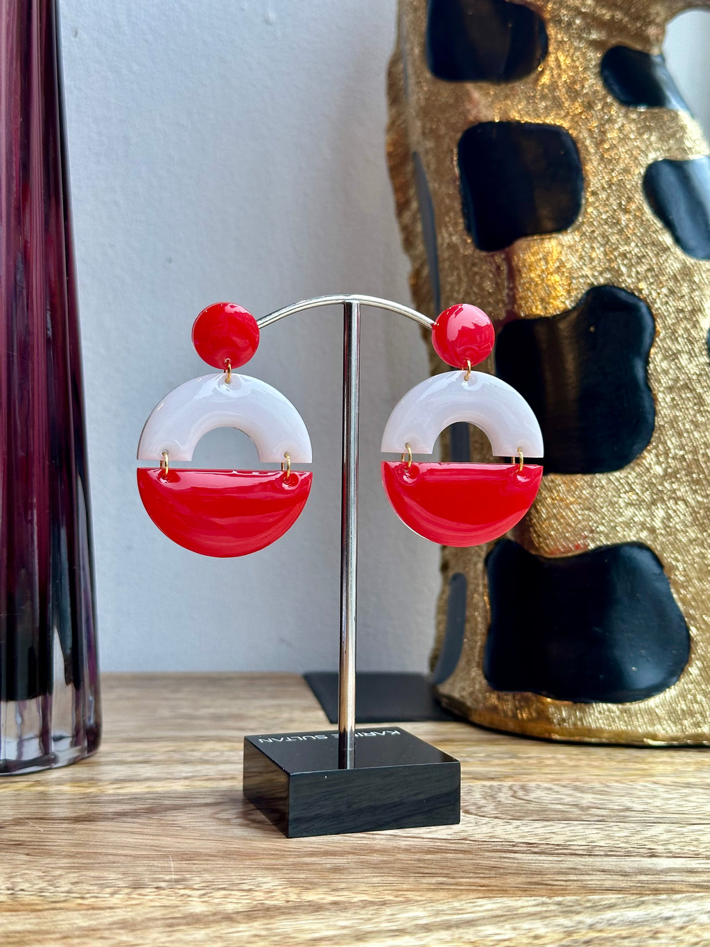 Boucles Charlène rouge et blanche