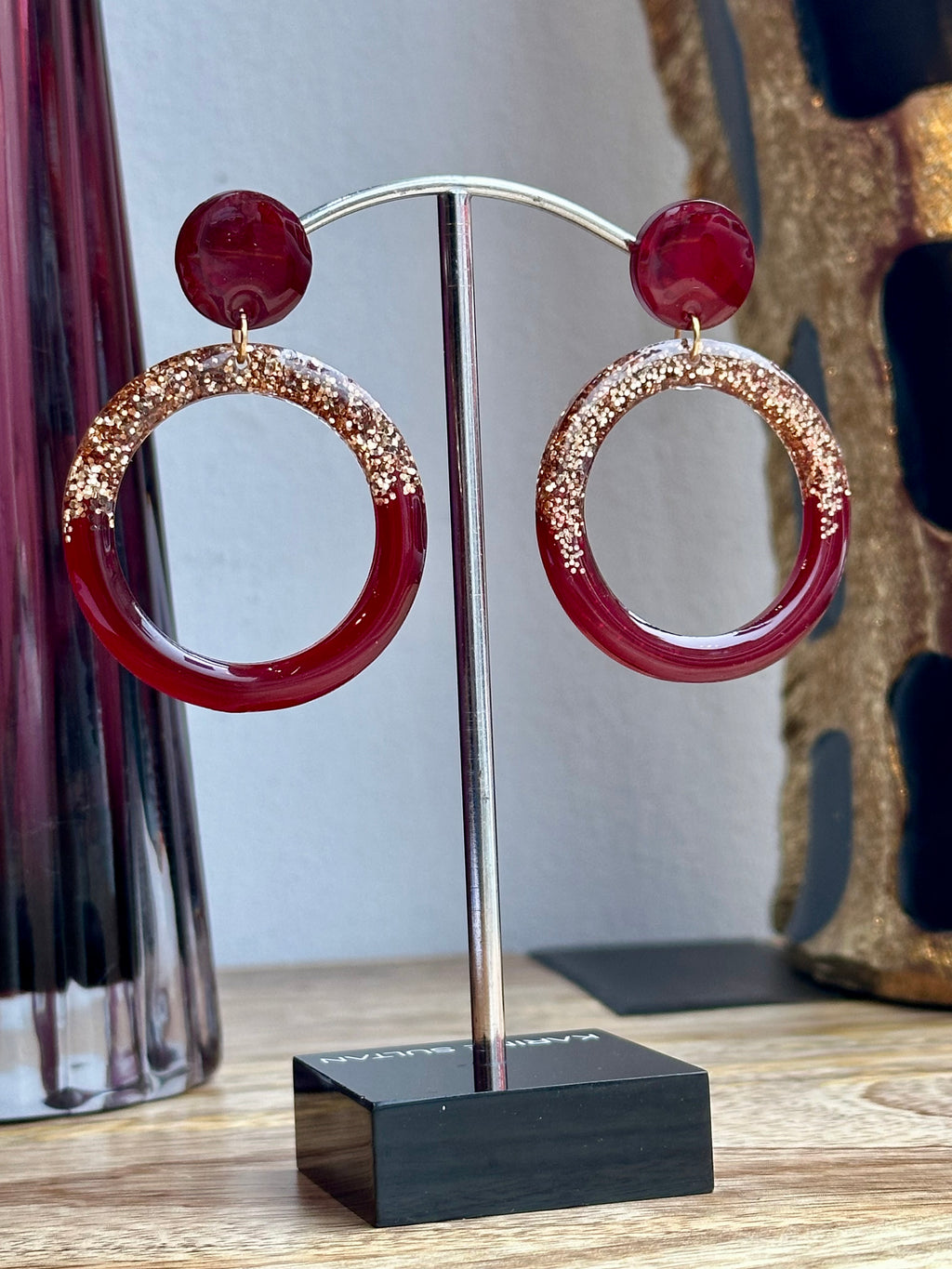 Boucles Flavie bordeau or