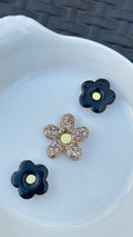 Titi bouton petite fleur noir