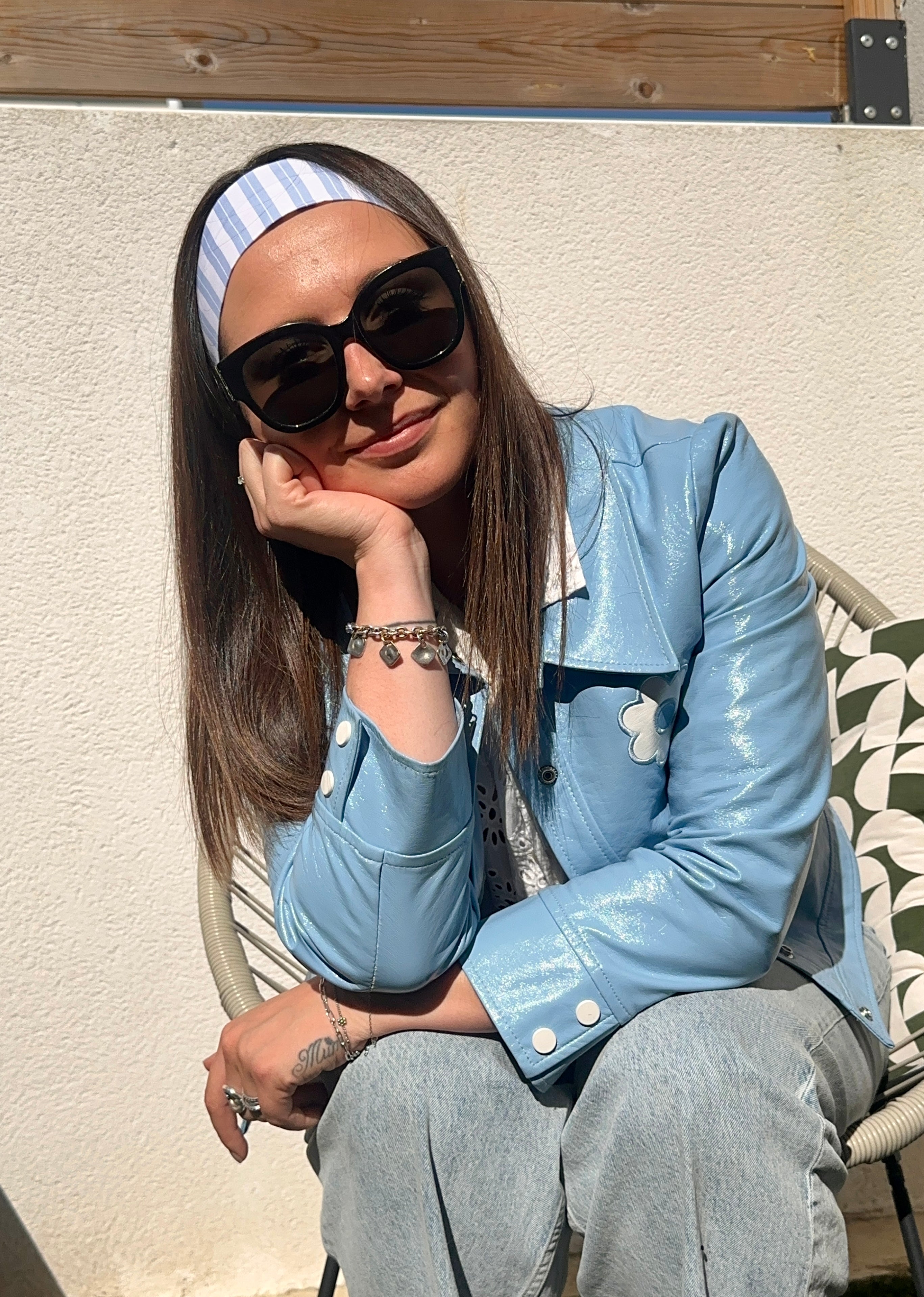 Titi bandeaux bleu ciel et blanc