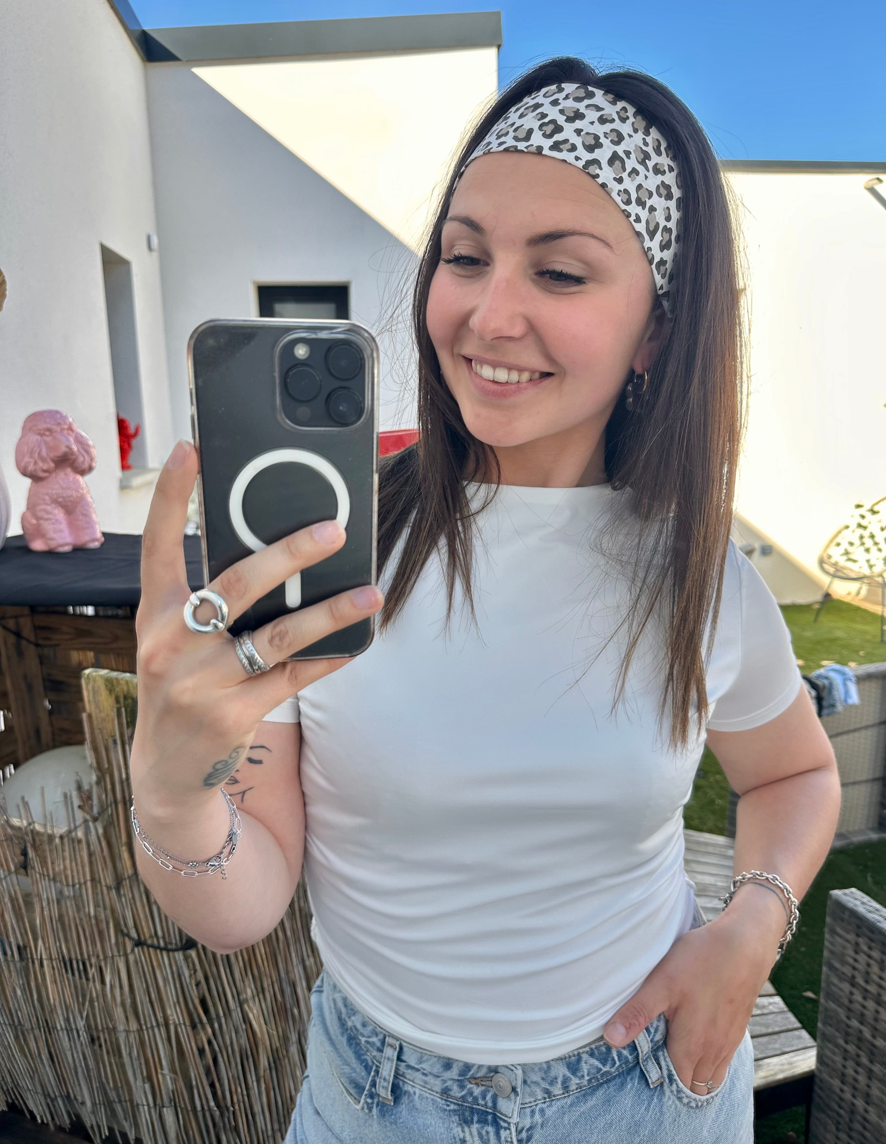 Titi Bandeau léopard fond blanc