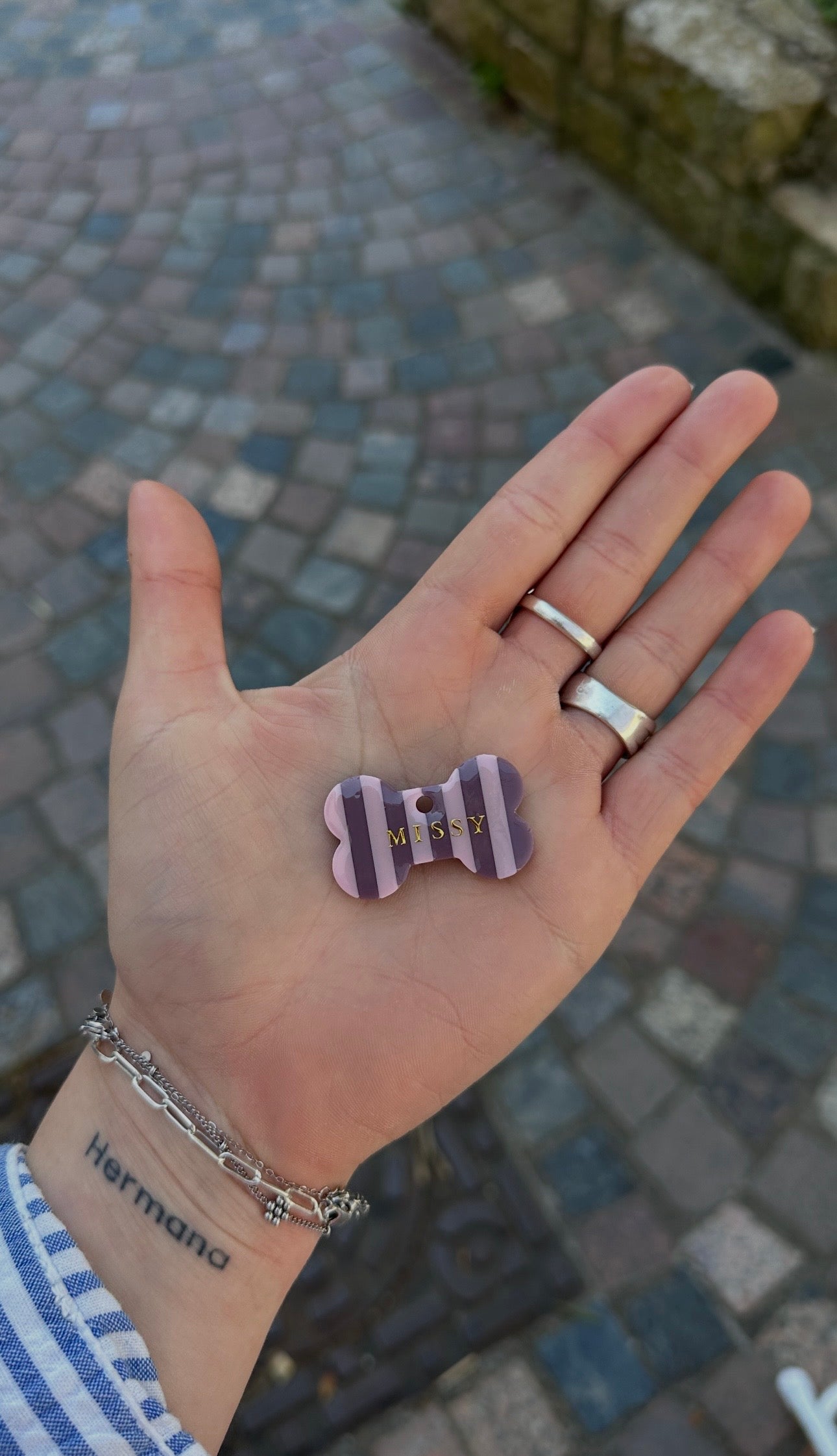 Médaille os marnière violet et rose