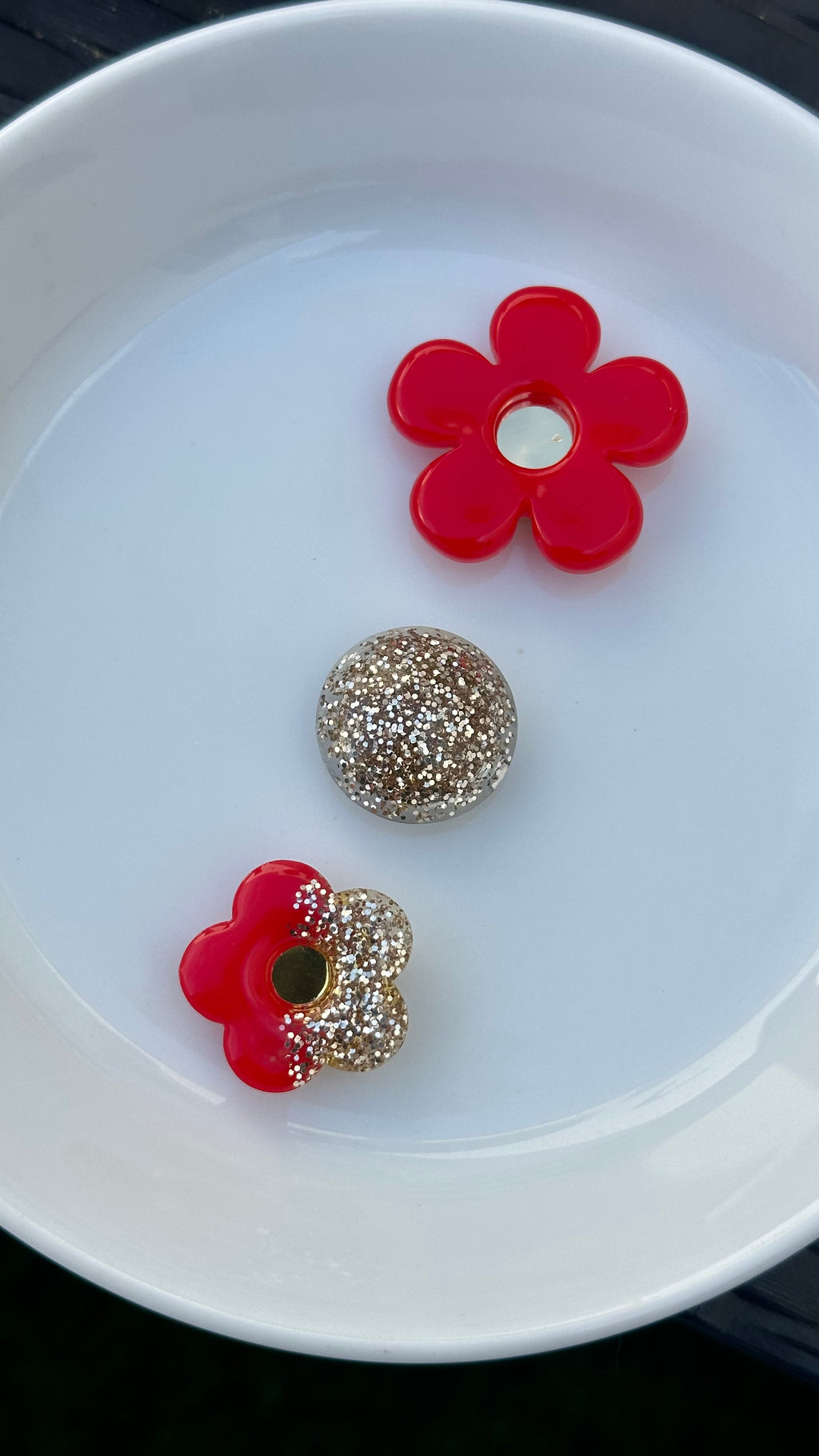 Titi bouton petite fleur rouge et mordoré